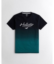 Hollister Black To Green Tie-Dye Logo Graphic Tee